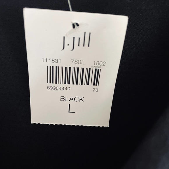 Worn Once!  J. Jill Pleated Drawstring Dress L J Jill Black Minimalist Lagenlook - Picture 6 of 9